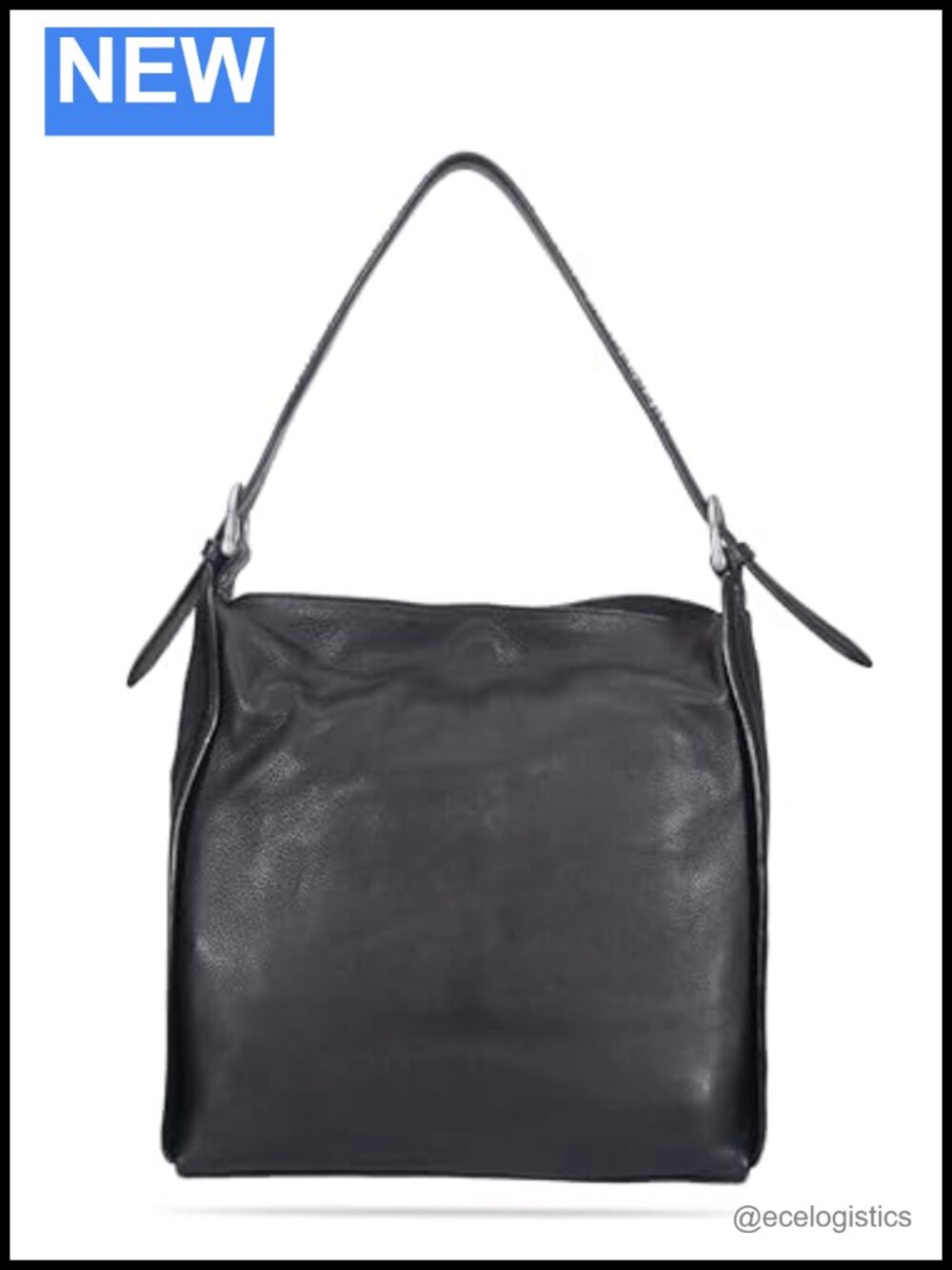 Genuine Leather Studded Hobo Handbag with Adjustable Crossbody Strap